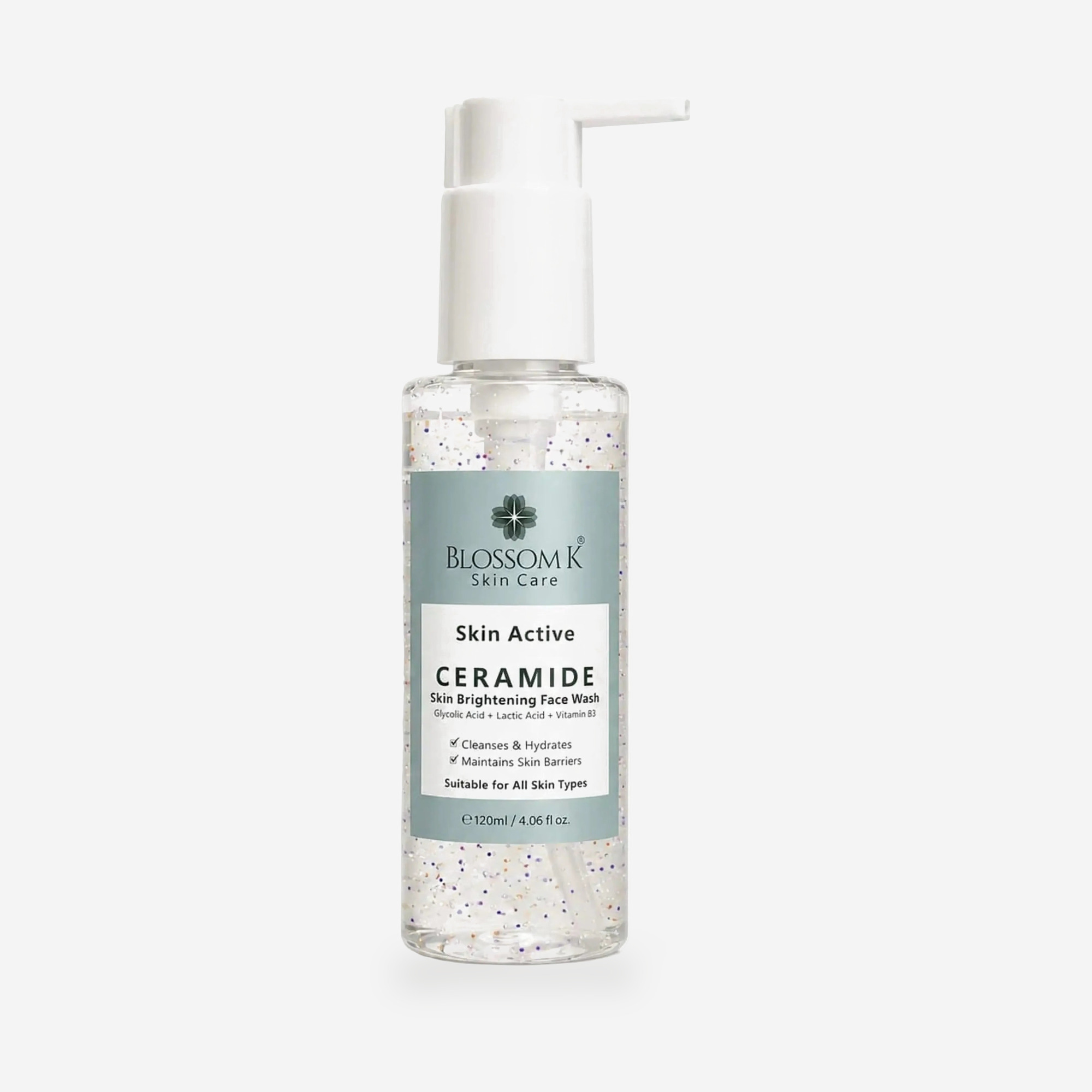 BlossomK Brightening Face Wash – AHA + Ceramide + Niacinamide 120ml packshot