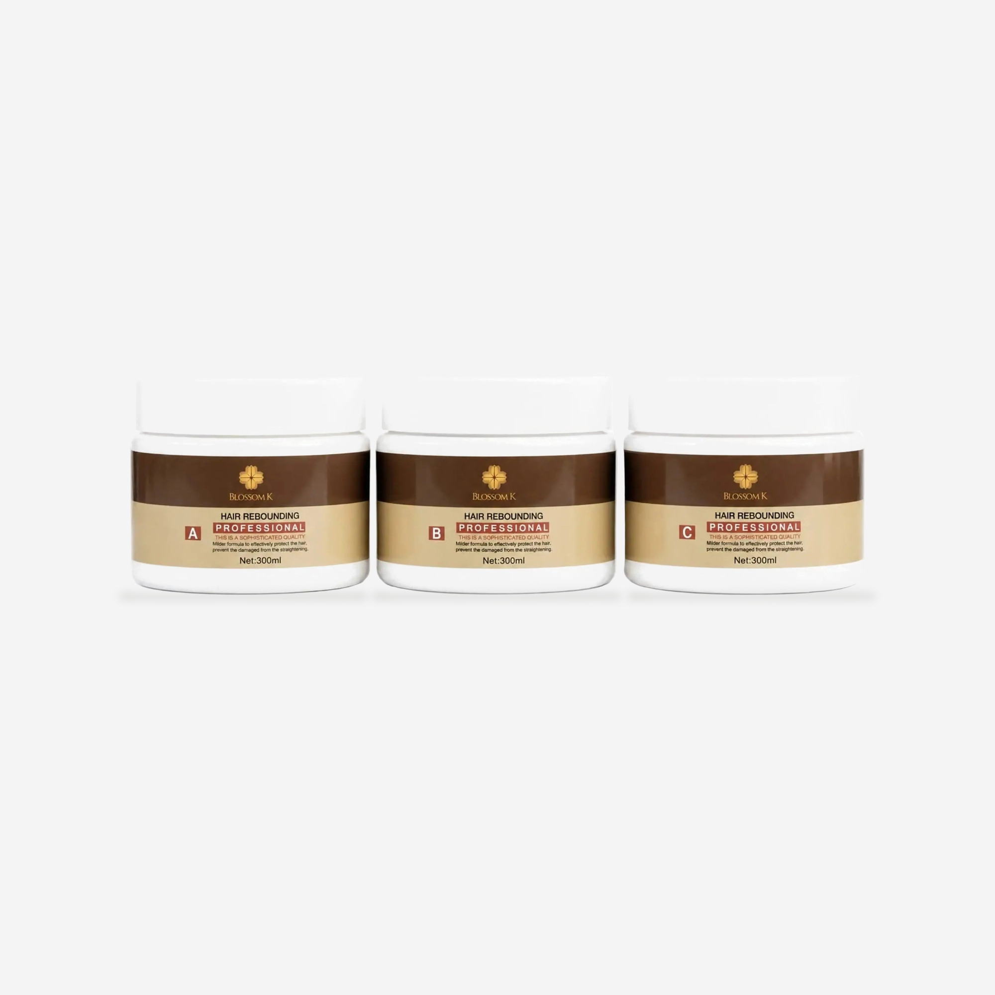 BlossomK 3-Step Professional Hair Rebonding Kit (300ml × 3) packshot