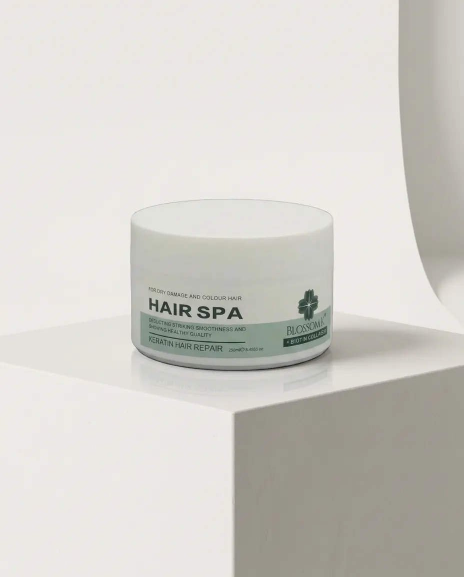 BlossomK hair botox mask on a plaster plinth